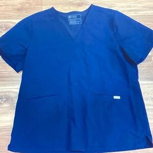 Figs Navy V-Neck Scrub Top